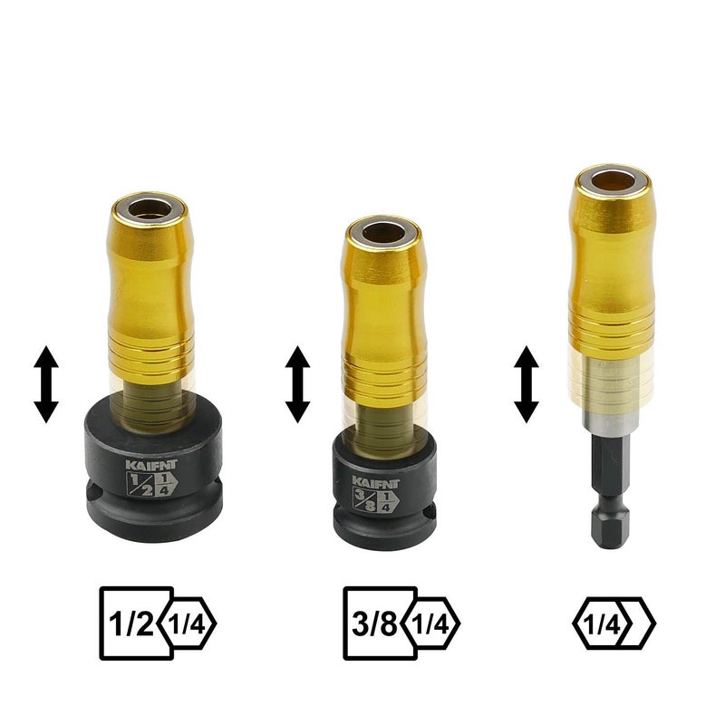 KAIFNT K354 Magnetic Screwdriver Bit & Screw Holder Socket Adapters, 3-Piece - Image 2